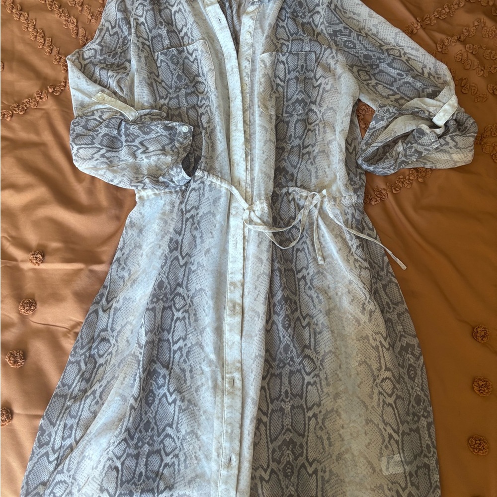 Snake Print Long Sleeve Duster